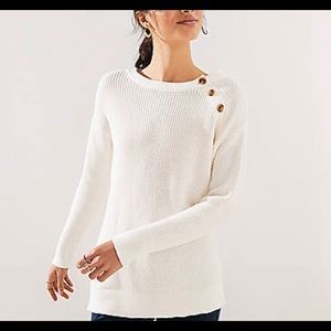 White Loft sweater with buttons on shoulder